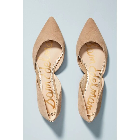 Anthropologie Sam Edelman Rodney Pointy Toe d'Orsay Leather Suede Flats 8 - Picture 1 of 8